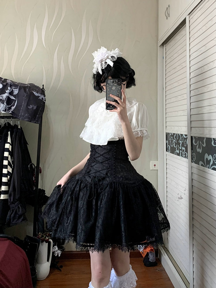Waist Super High Under Skirt Short Lolita Version Bust Gothic Black