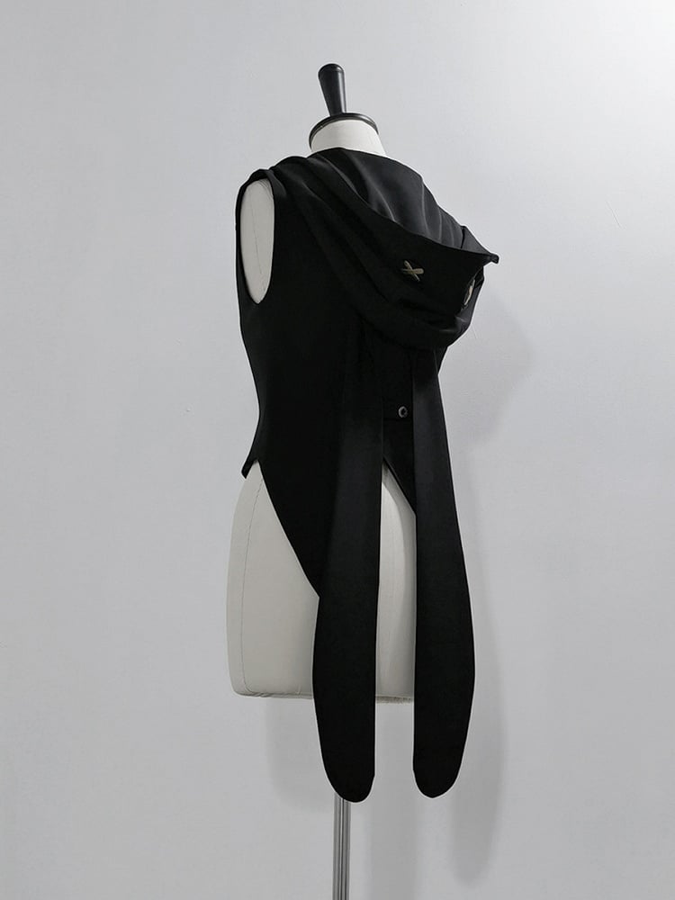 Ouji Black Ears Oversized Waistcoat Lolita Hooded Bunny