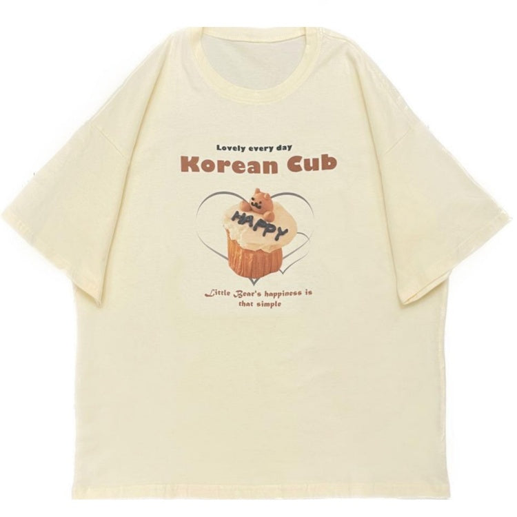 Gelbes T-Shirt mit Kuchen-Print