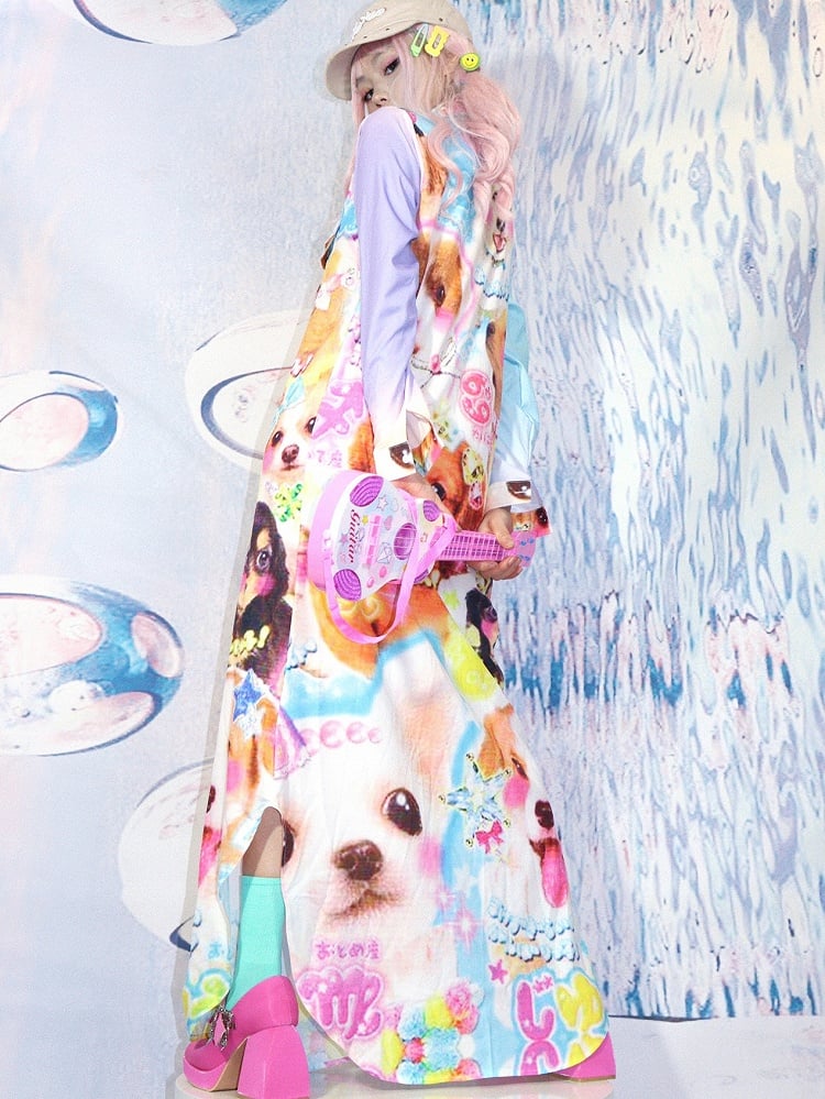 Shirt Y2K Print Puppy Coloeful Dress