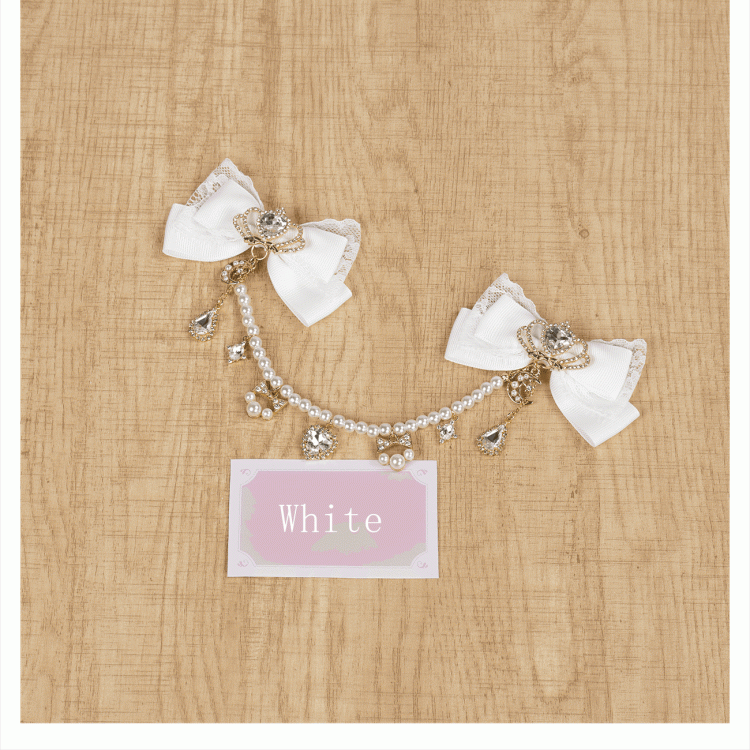 Celestial Collection Moon Options Jirai Kei Bowknot Hairclips with Beaded Chain Gemstone Star 5 Color