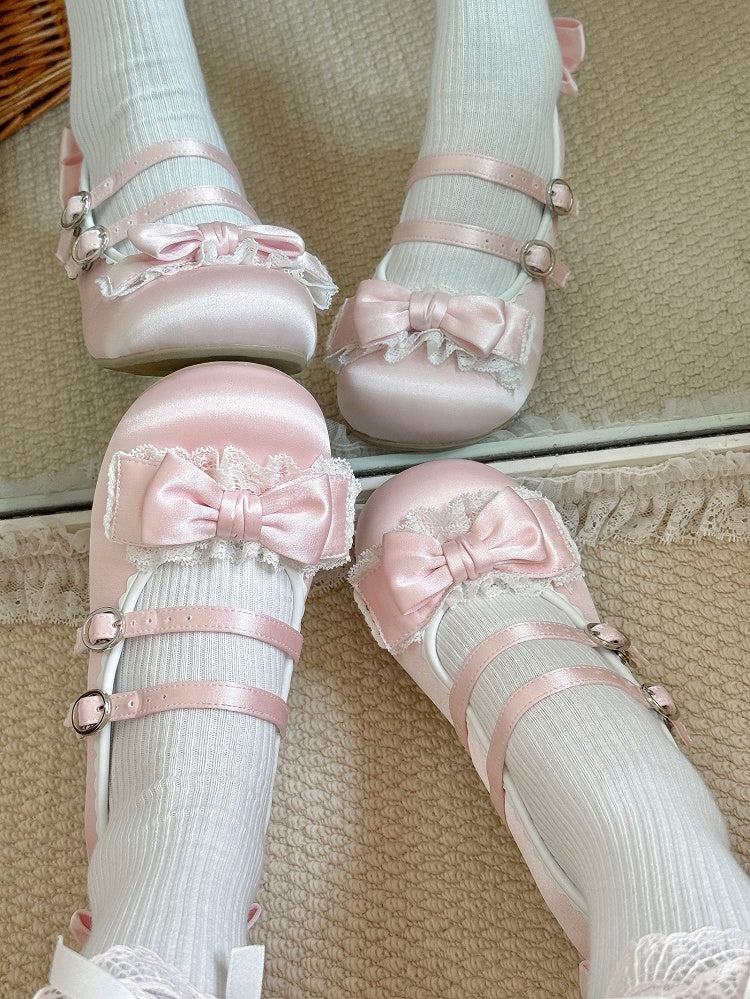 Pink Edging Ruffled Janes - Sweet Lolita Lace Mary