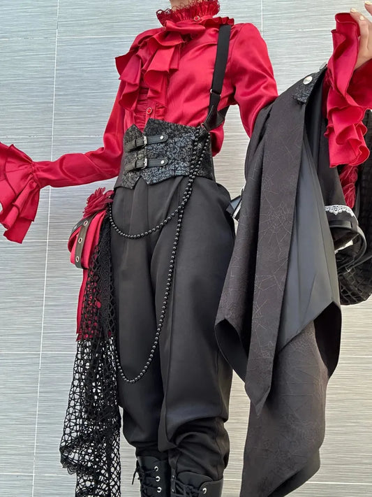 Belt Ouji Separate Lolita Black Pants Corset with Fashion