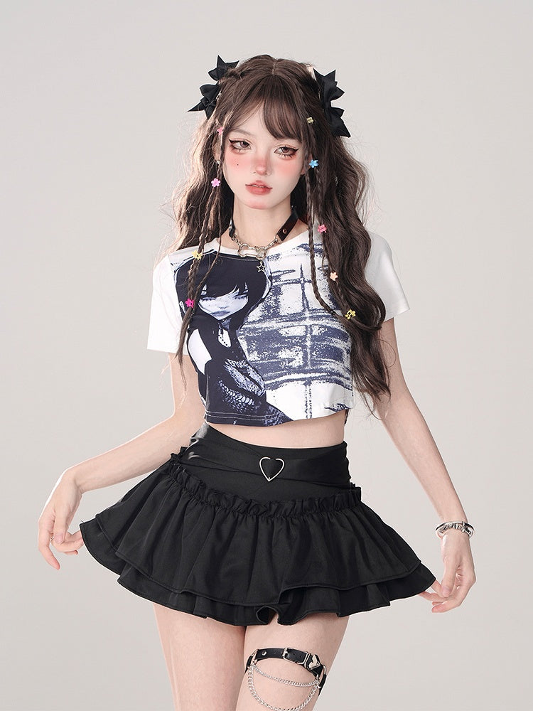 Tiered Mini Skirt Black A-Line Glamorous