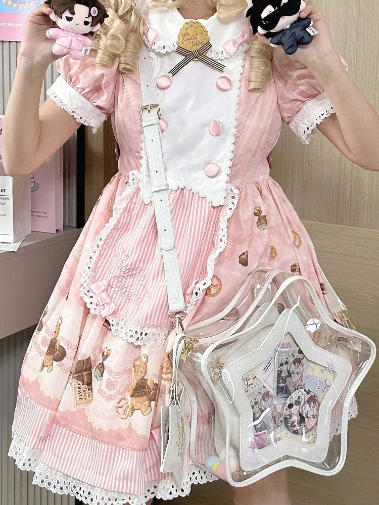 Badge Charm with Star-shaped Ita Bag White Set PU Detachable