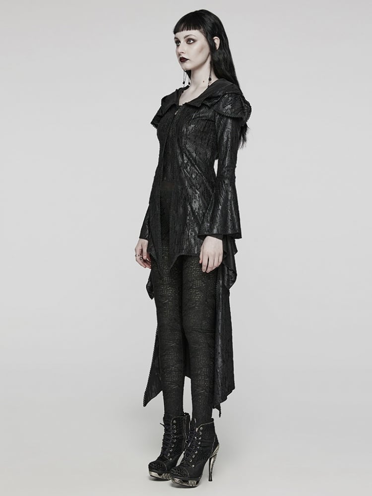 Schwarze Gothic-Strickjacke im Dekadenz-Stil