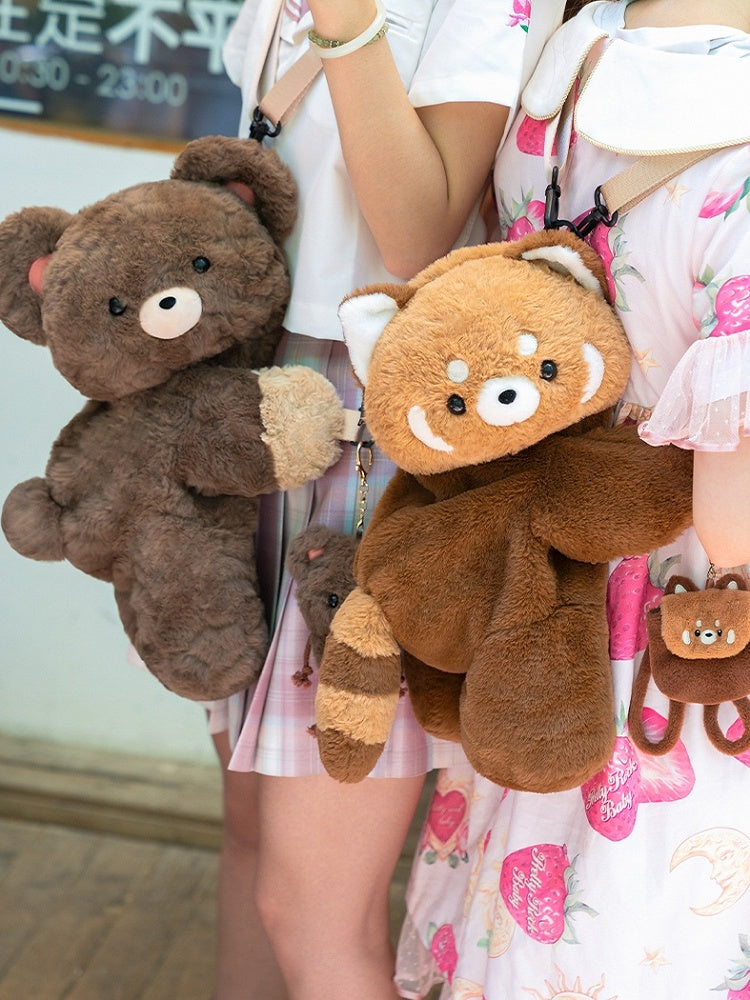 Brown Cute Red Panda-shaped Plushie Coin Purse Key Chain