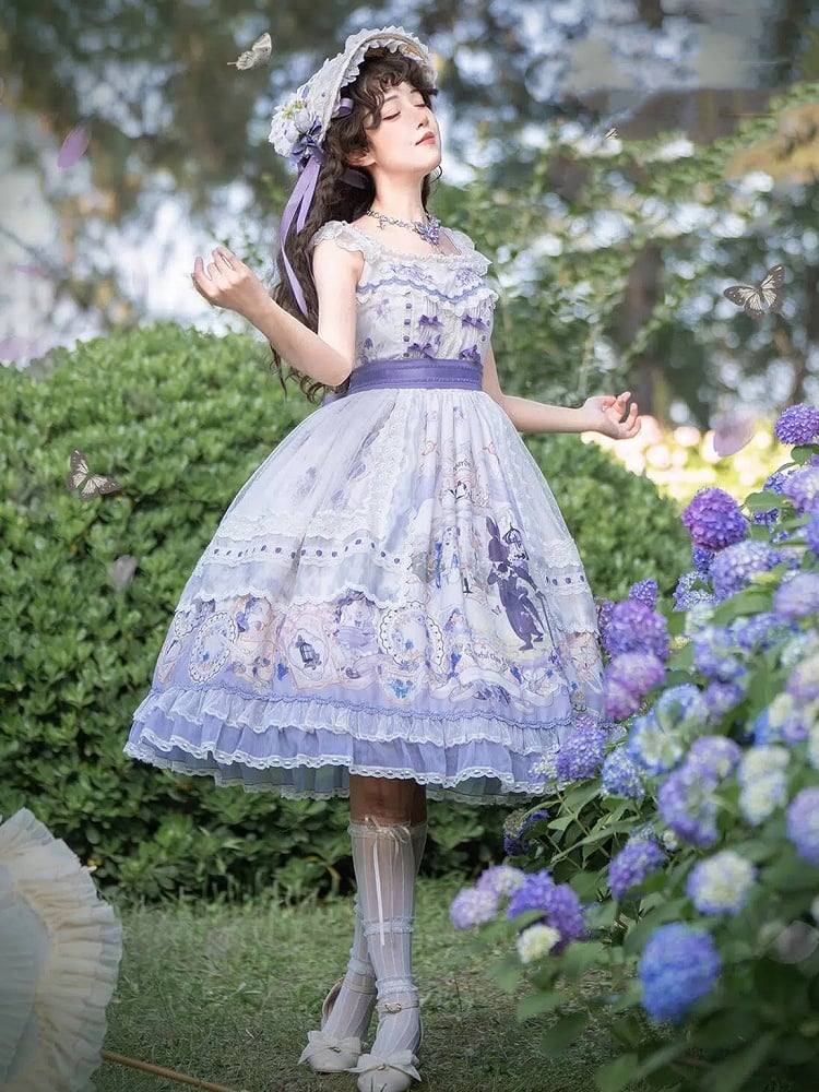 Lolita Tea Skirt Party Jumper Bunny Elegant Print Classic