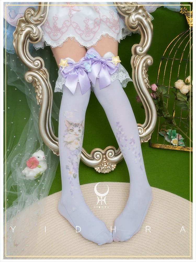 Süße Lolita Overknee-Strümpfe mit Animal-Print