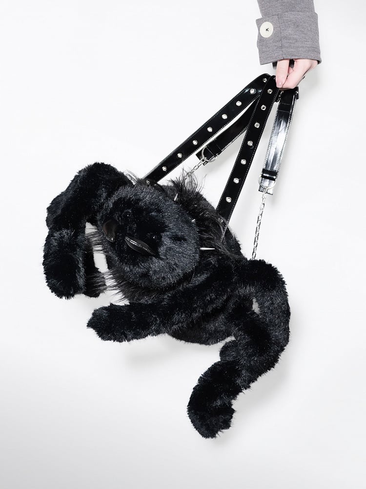 Y2K Backpack Fleece Spider Black Punk