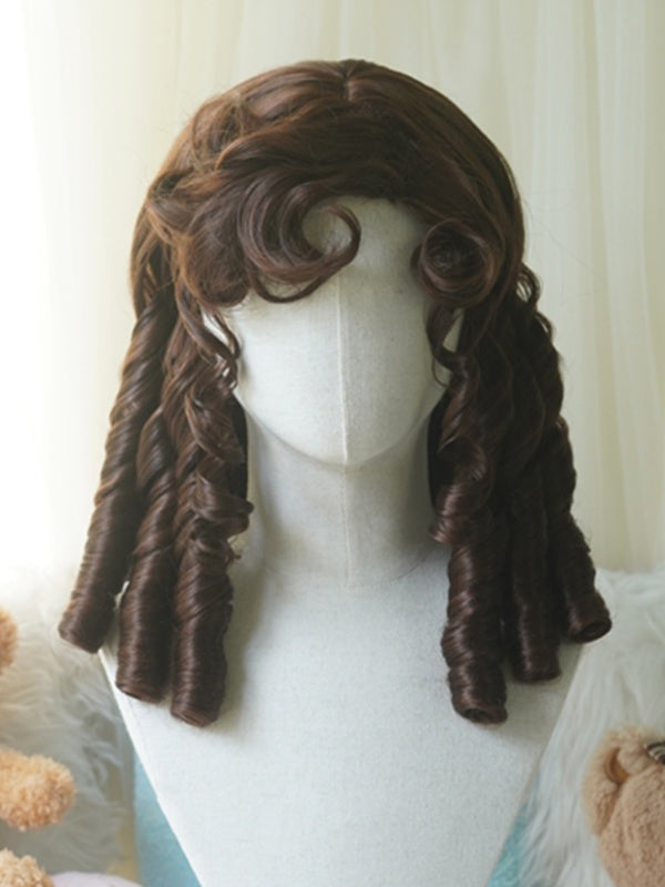 Black/Light Blonde/Pink/Dark Brown/Blonde Above Bust Length Wig With Roman Curly Bangs