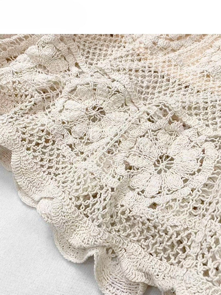 Floral Dress White Asymmetrical Yellow Beige Holiday Set- Sheer Embroidery + Skirt Hem