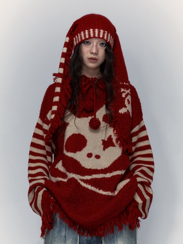 Punk-Hasenohren-Strickmütze