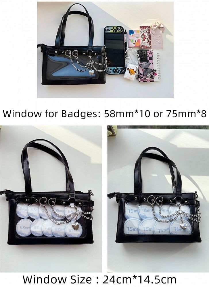 Bag Black Chains Shoulder Detachable Ita