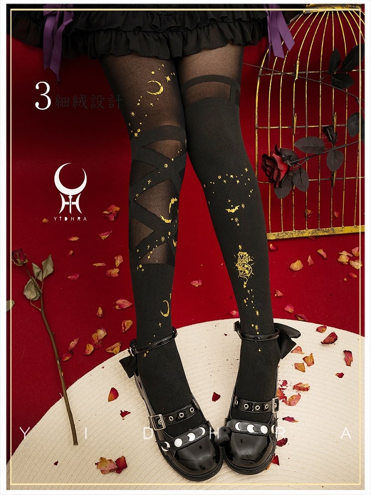 Black and Gold Gothic Lolita Tights