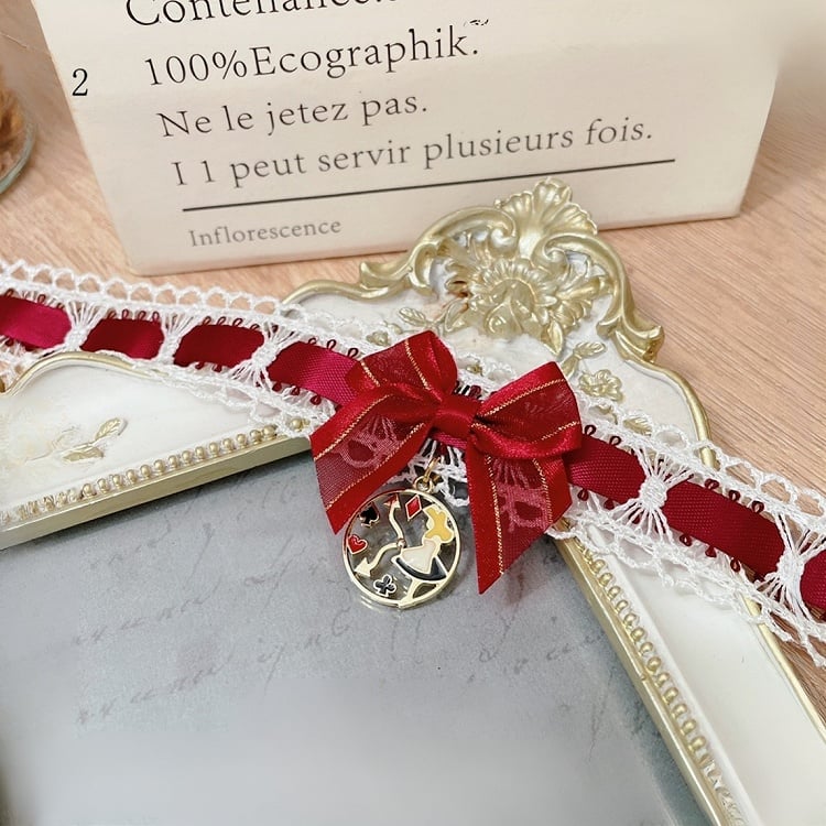 バイブス 不思議の国のアリス オプショントリム クリスマスチョーカー レース レッドホワイト 2