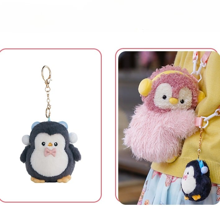 Keychain Plush Bag + Penguin Cute Middle/Large Pink Backpack/Crossbody Size