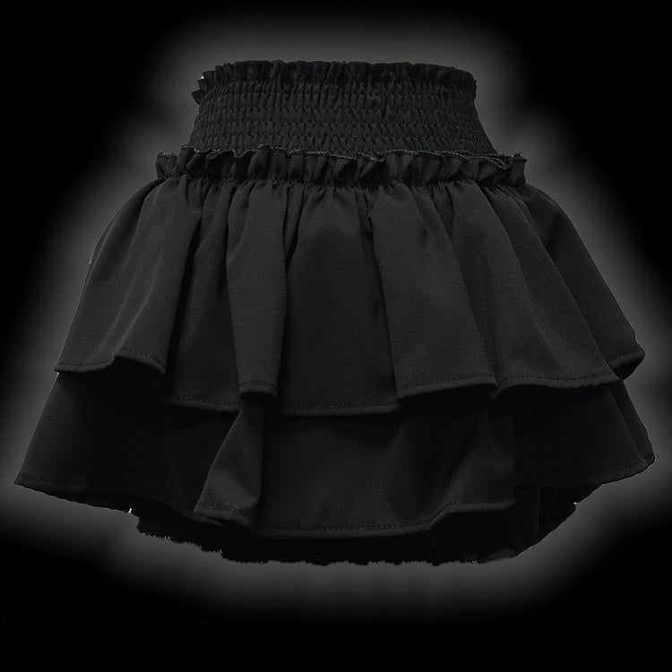 Y2K Schwarzer Minirock mit Kreuzapplikation und Spitzenakzenten im Punk-Stil