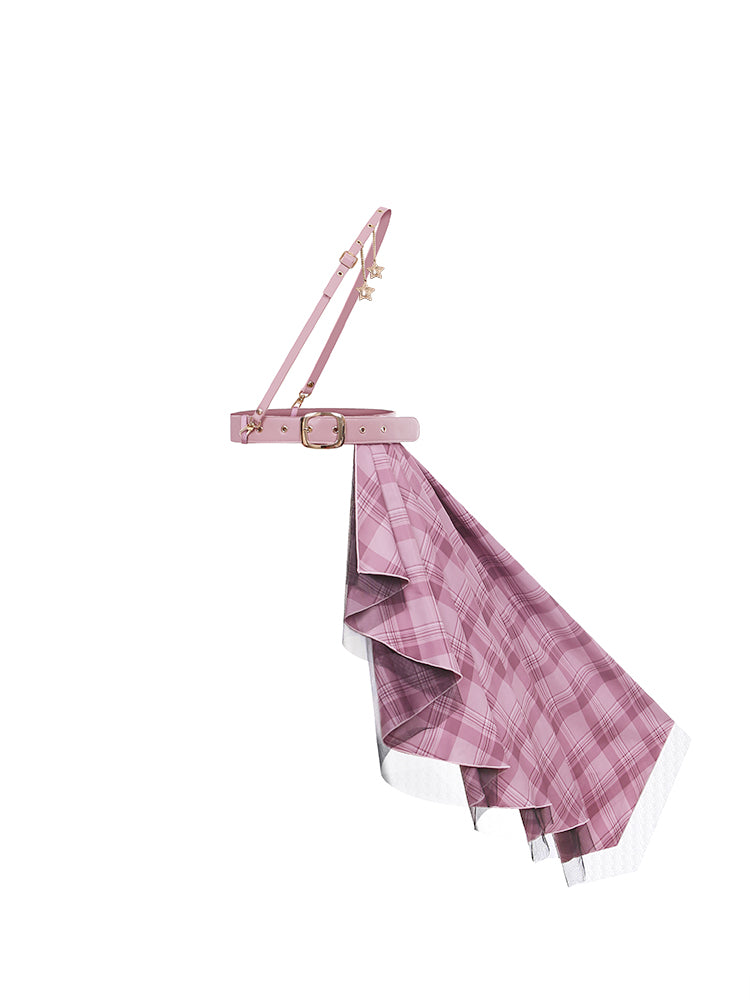 Idol Lolita Pink Plaid Train Buckle Belt