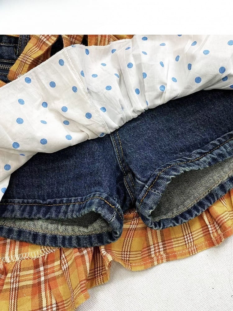 Karierte Shorts und + Muster Polka-Dot Orange Blau Y2K