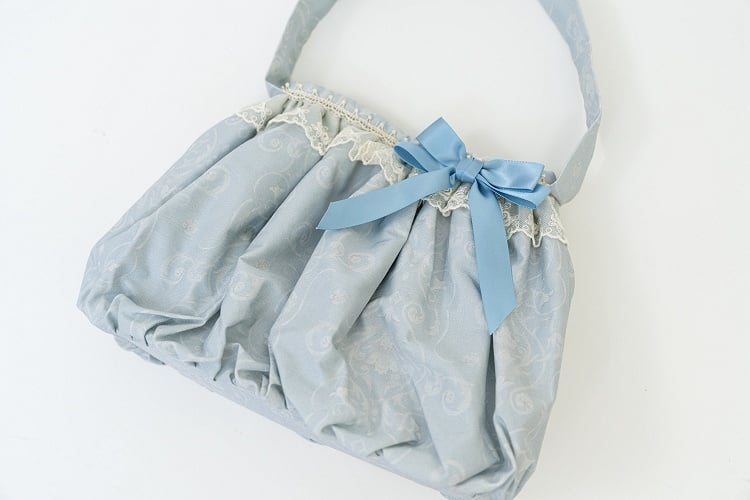 Pink Bag Gray Blue Hand /