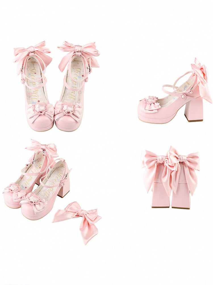 Heels bei High Pink Block Bow Top Plateau poliert