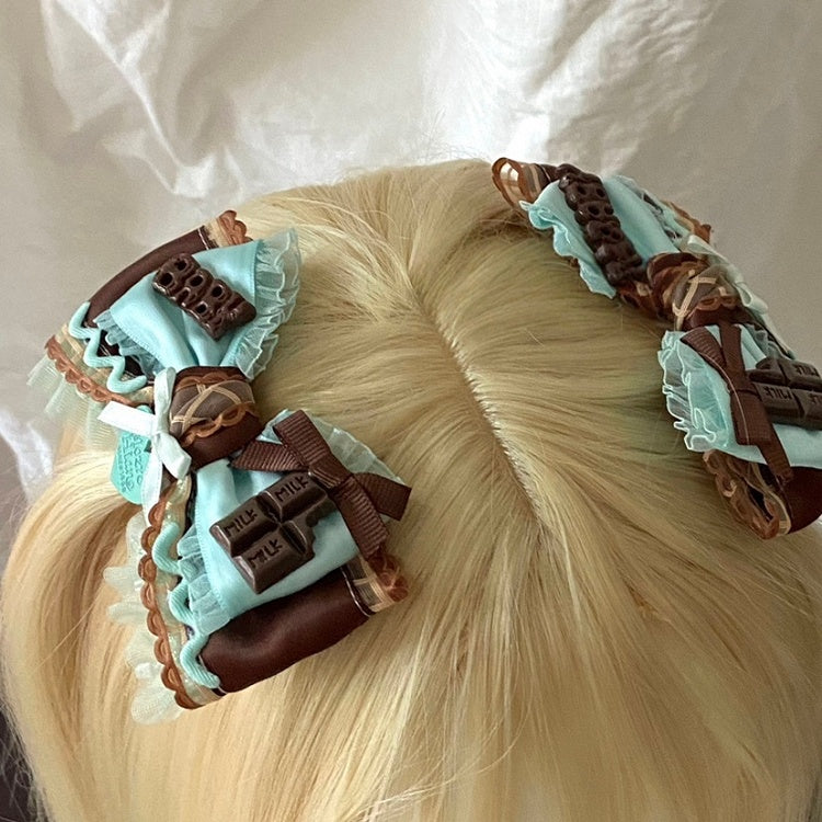Sweet Lolita Bowknot Hairclip Dreamy Mint Chocolate-Colored