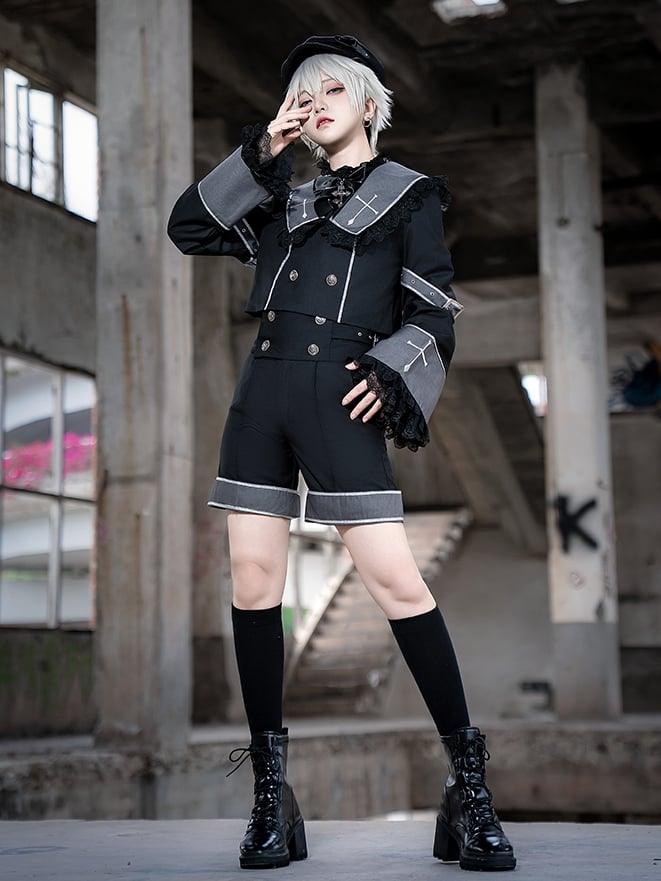 Waist Lolita Ouji High Black Straight-leg Shorts