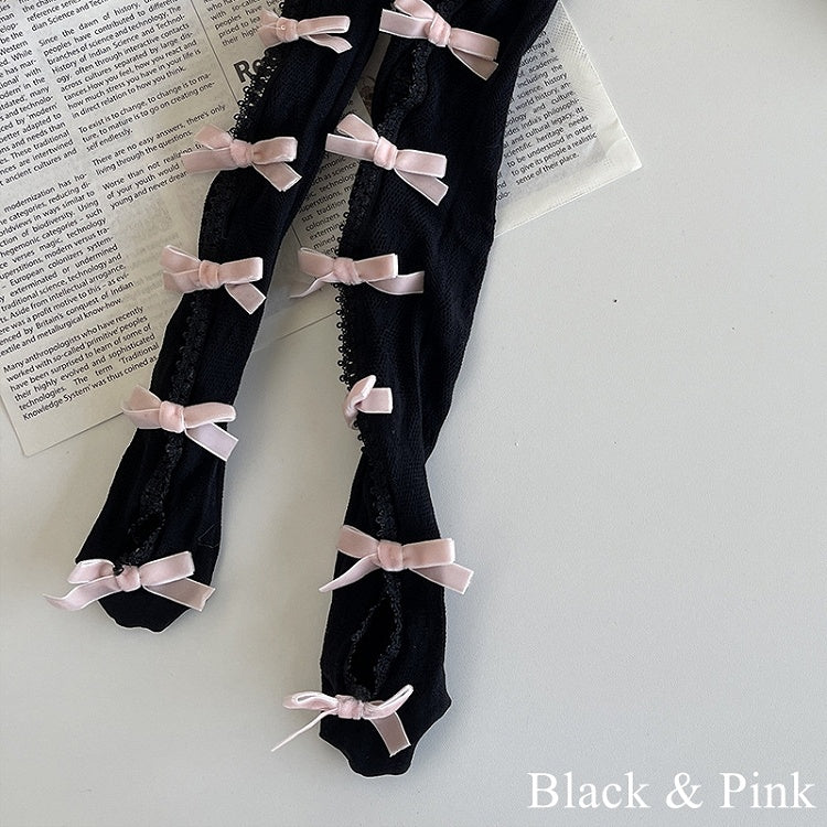 Floral Color Underknee with Options Design Bowknot Pattern 19 Cut-out Stockings