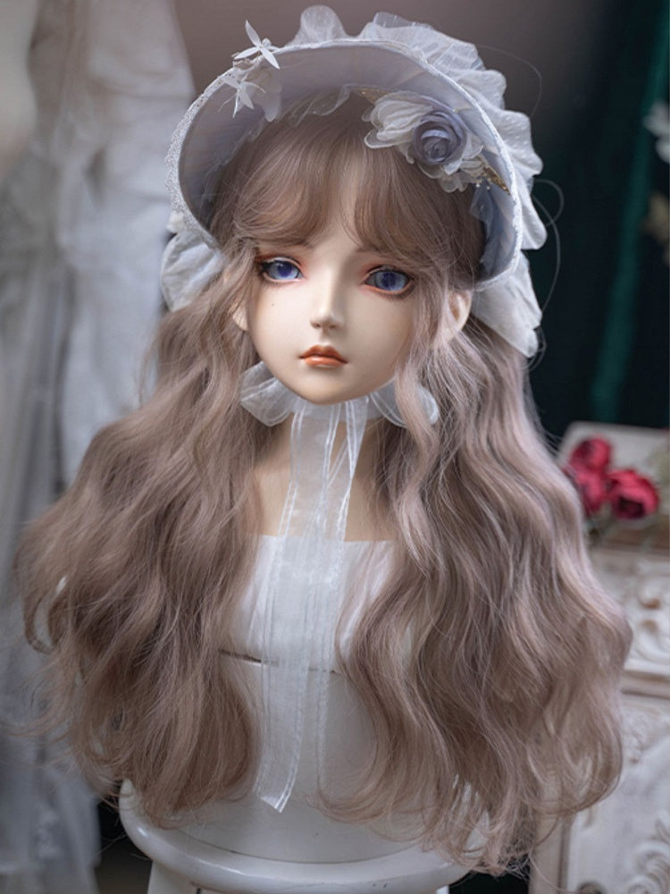 With Wig Bangs 72CM Length Wavy Champagne Curtain