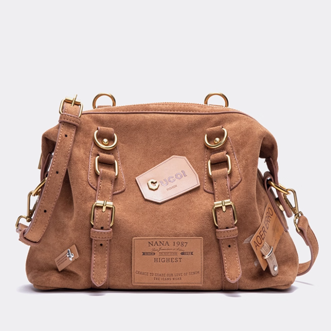 Belt Accents Vintage Brown 2-Way Backpack With
