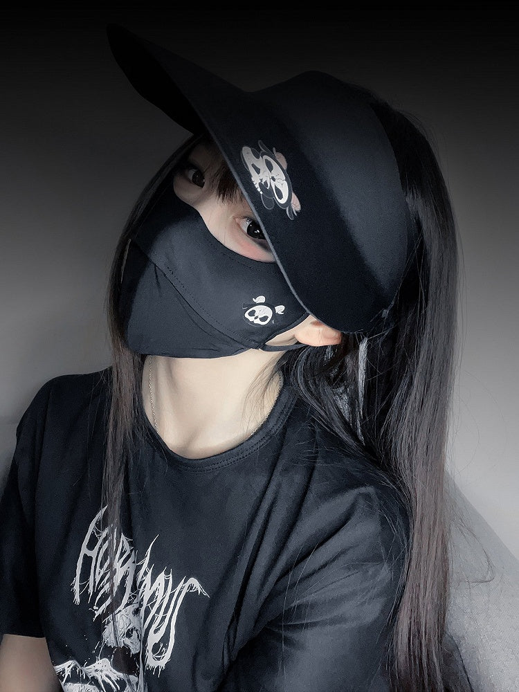 Mit Hut Weiß Schutz Schwarz Gothic Reaper Print Grim and Sun