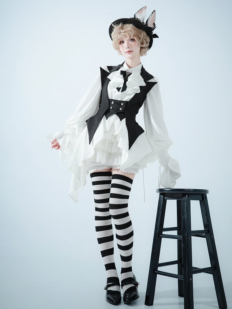 Black Gothic Ouji Lolita Halter Neck Blazer Collar Waistcoat