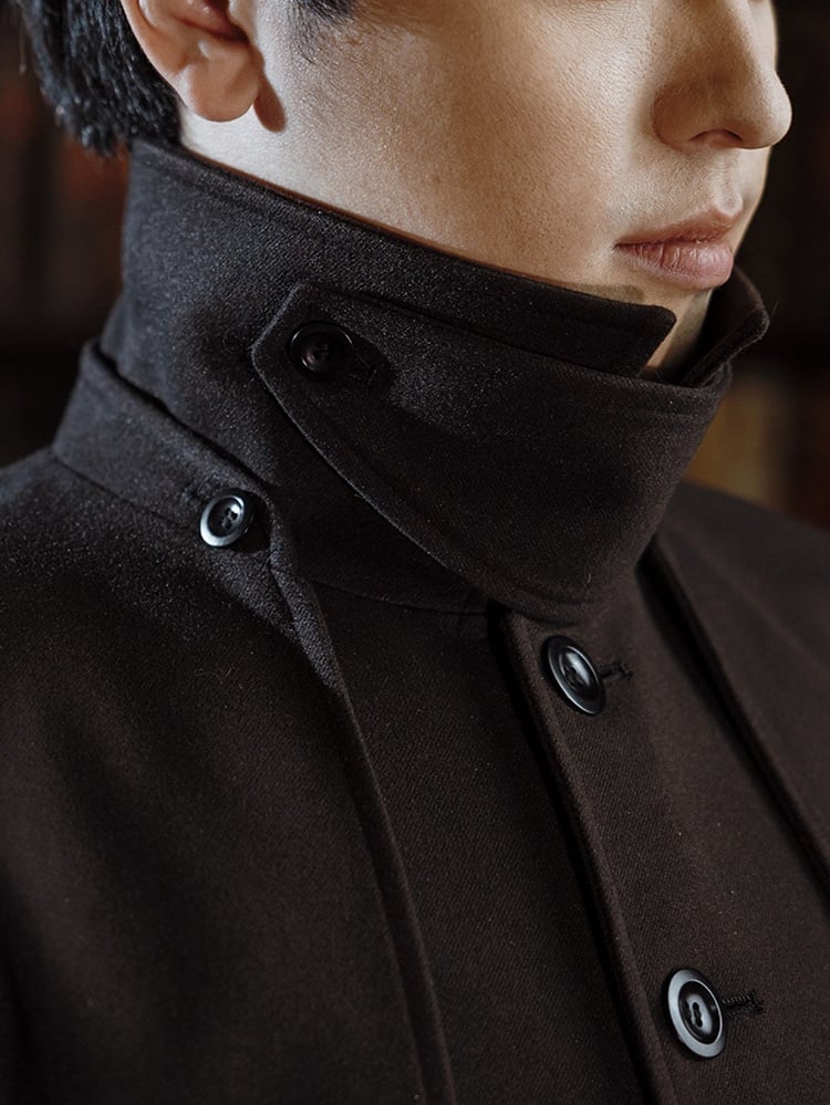 Coat Steampunk Black Detachable Cape