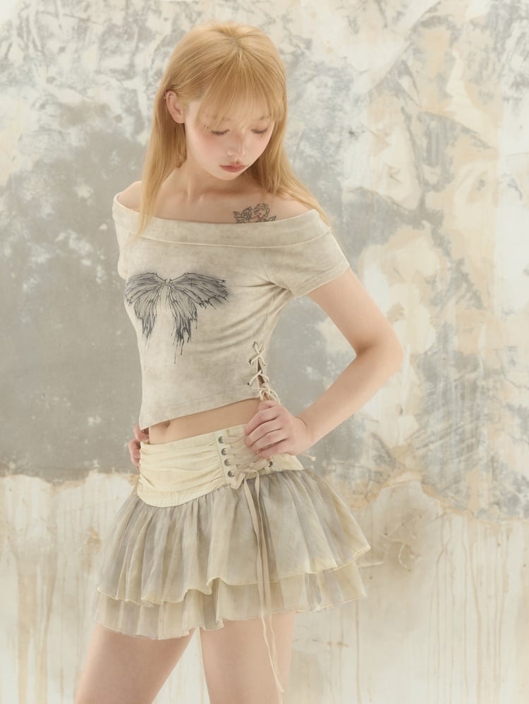 Ballerinarock mit niedriger Taille und Schnürung