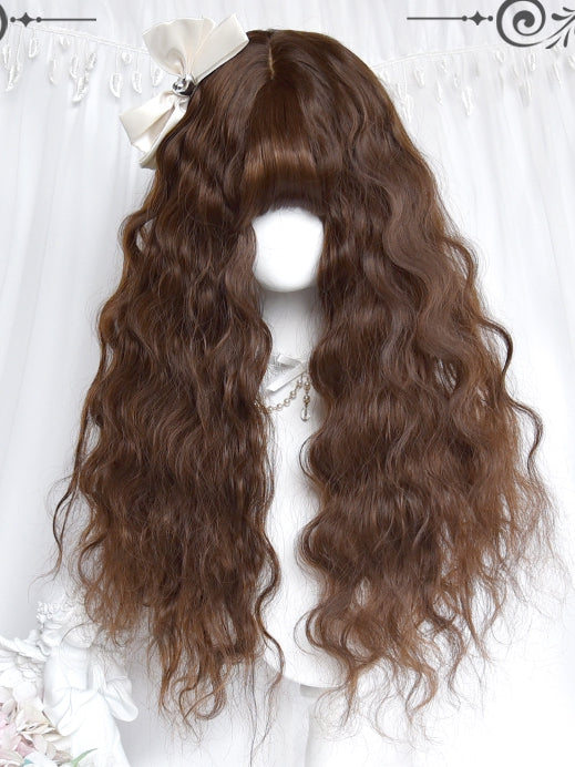 With Long Bangs 60cm Curly Brown Wigs