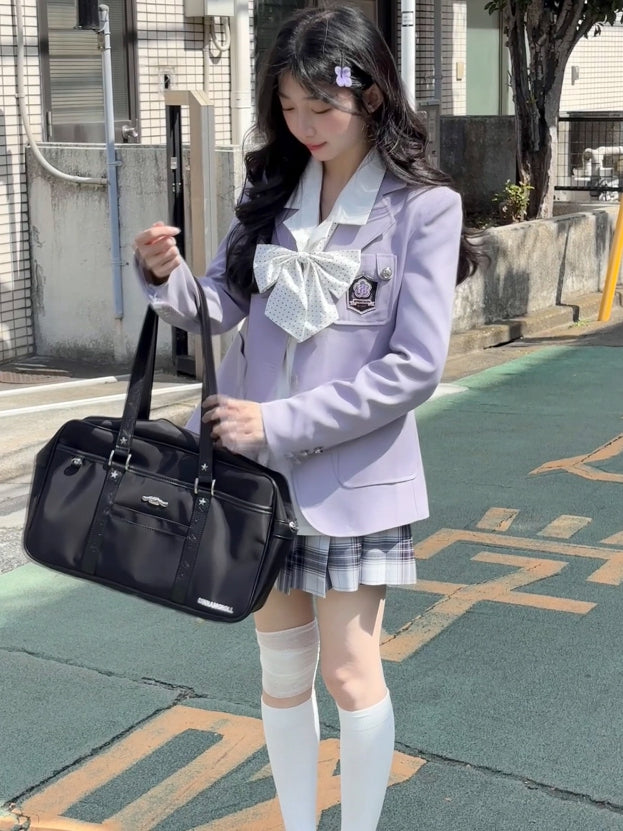 Style Collar Beige/Purple/Pink Uniform JK Blazer Preppy Notched