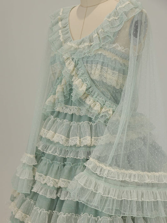 Tulle Ruffled Lace Green Top Lolita