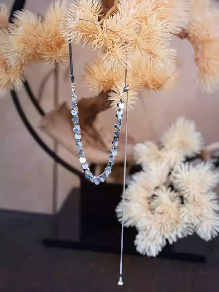 Style Cheongsam Silver Round Sequin Adjustable Necklace