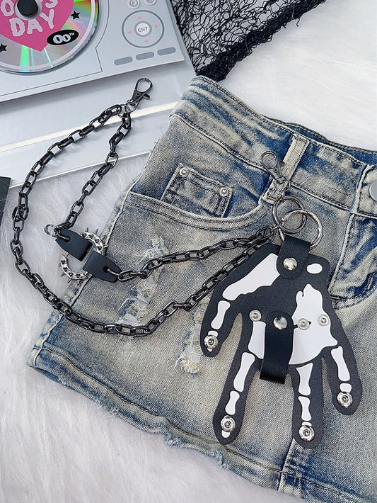 Kleiderkette Y2K Handskelett Schwarz Accessoire