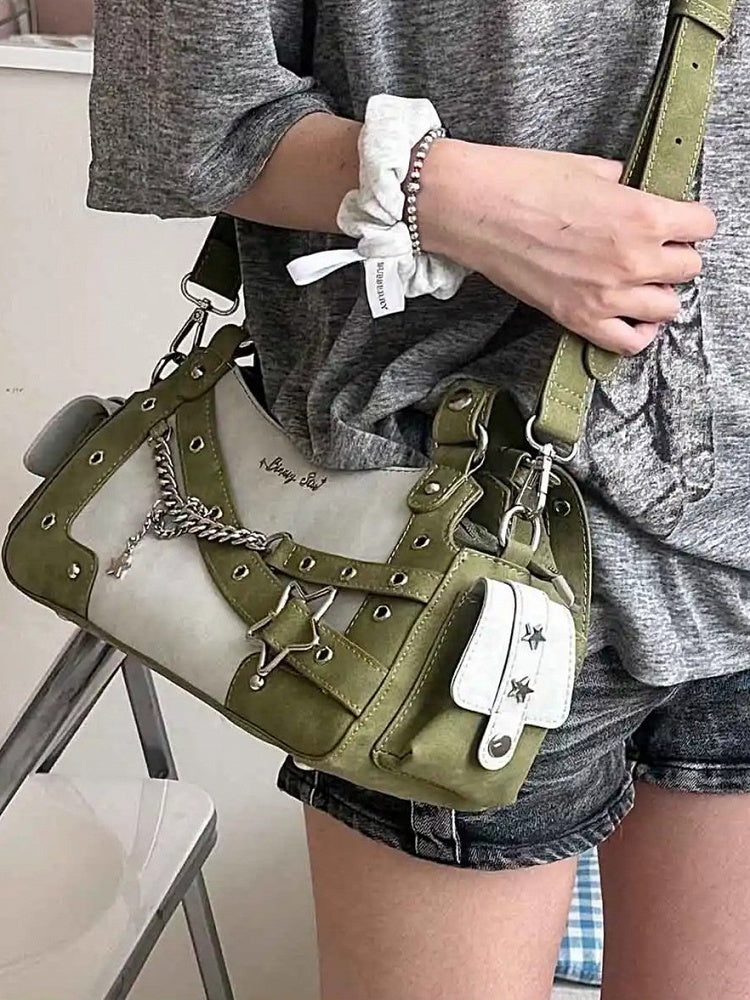 With Ita Y2K Shoulder Charm Green Bag PU Star