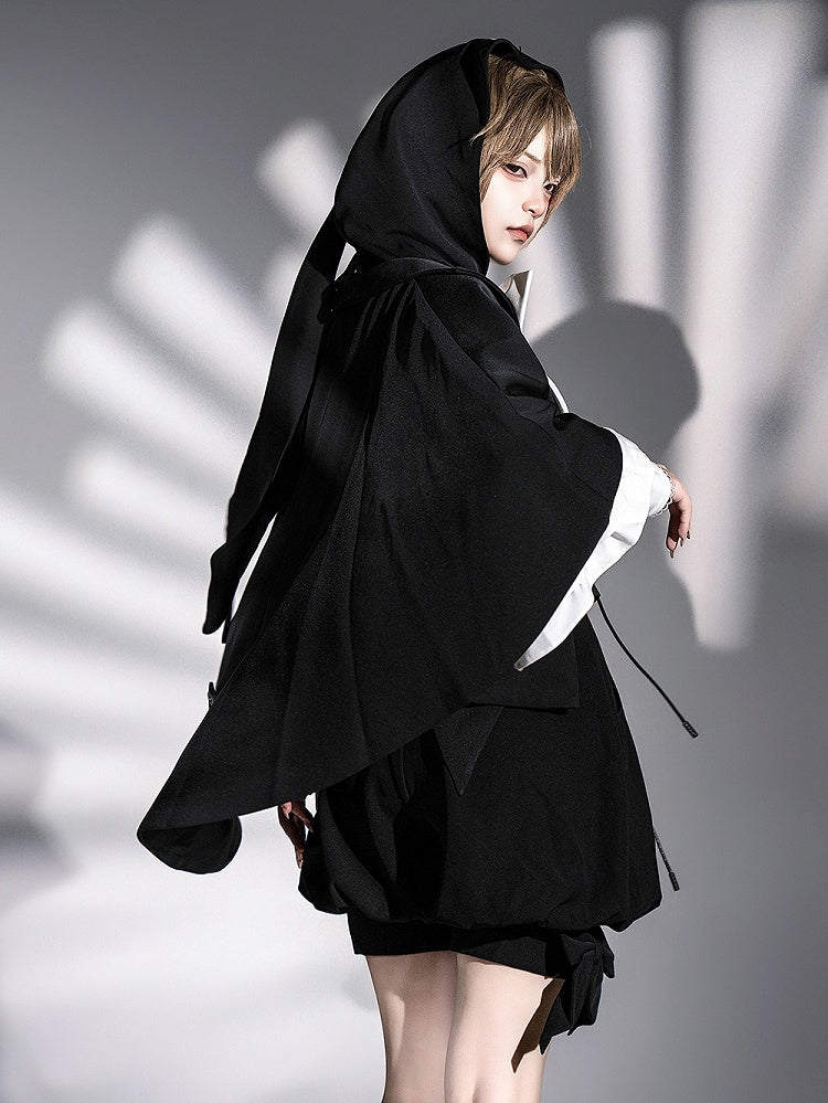 Fashion Ouji Hem Lolita Black Cape High-low