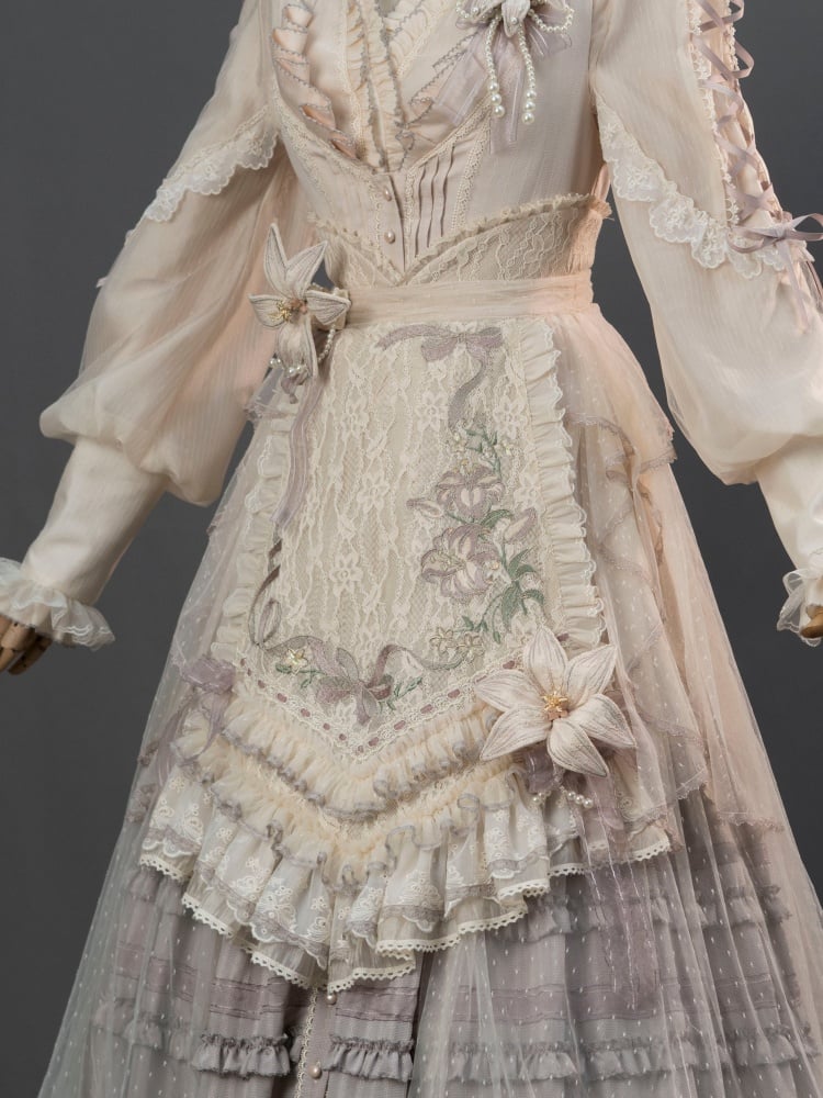 ブルー/パープル/グレーのリリーエプロン