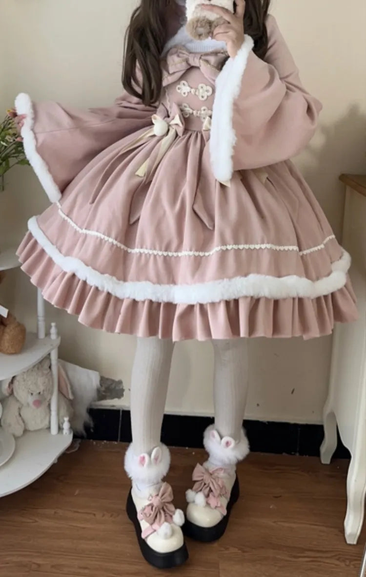 Plush Waist for 80-100CM Bolero Bust - High S Skirt + Pink Trimming Clearance Jumper Size