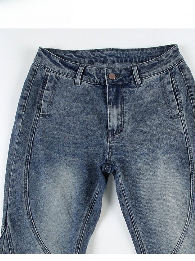 Jeans Taille Silhouette Flare Low Blau