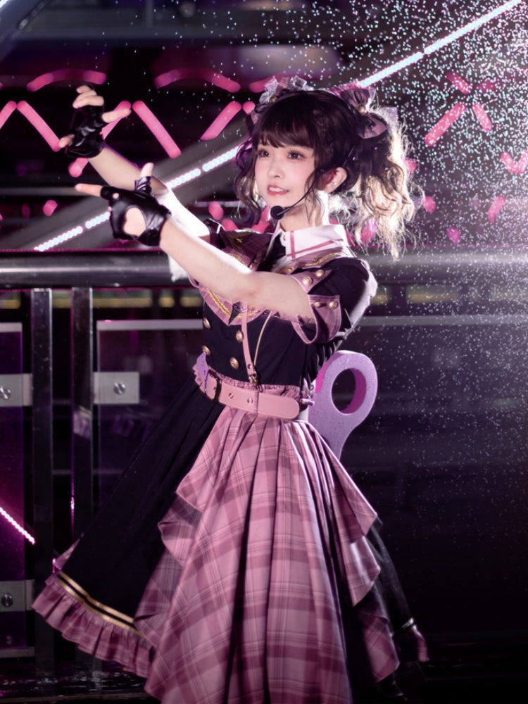 Idol Lolita Pink Plaid Train Buckle Belt