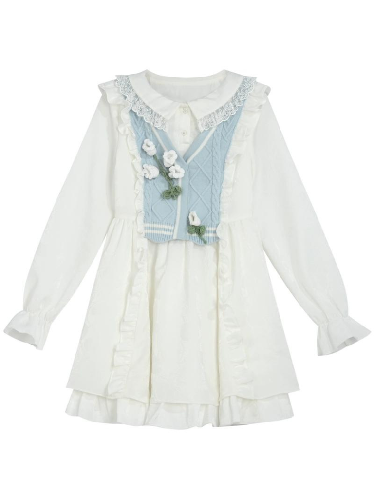 Ensemble Bellflower, robe chemise, jupe et gilet