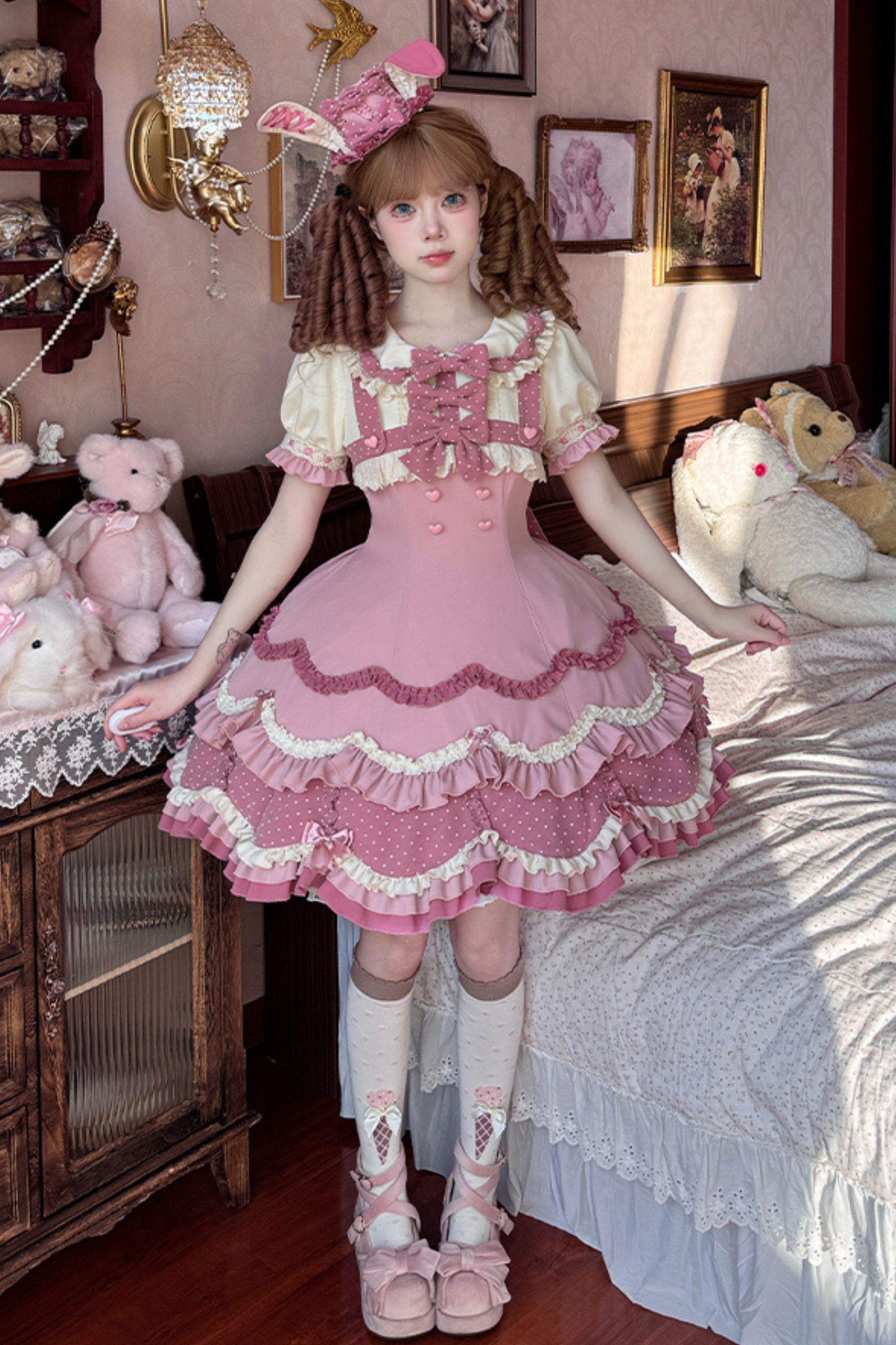 Ohrenkuchen täglich + Kaninchen Kirsche Lolita Bunny Hut Kleid