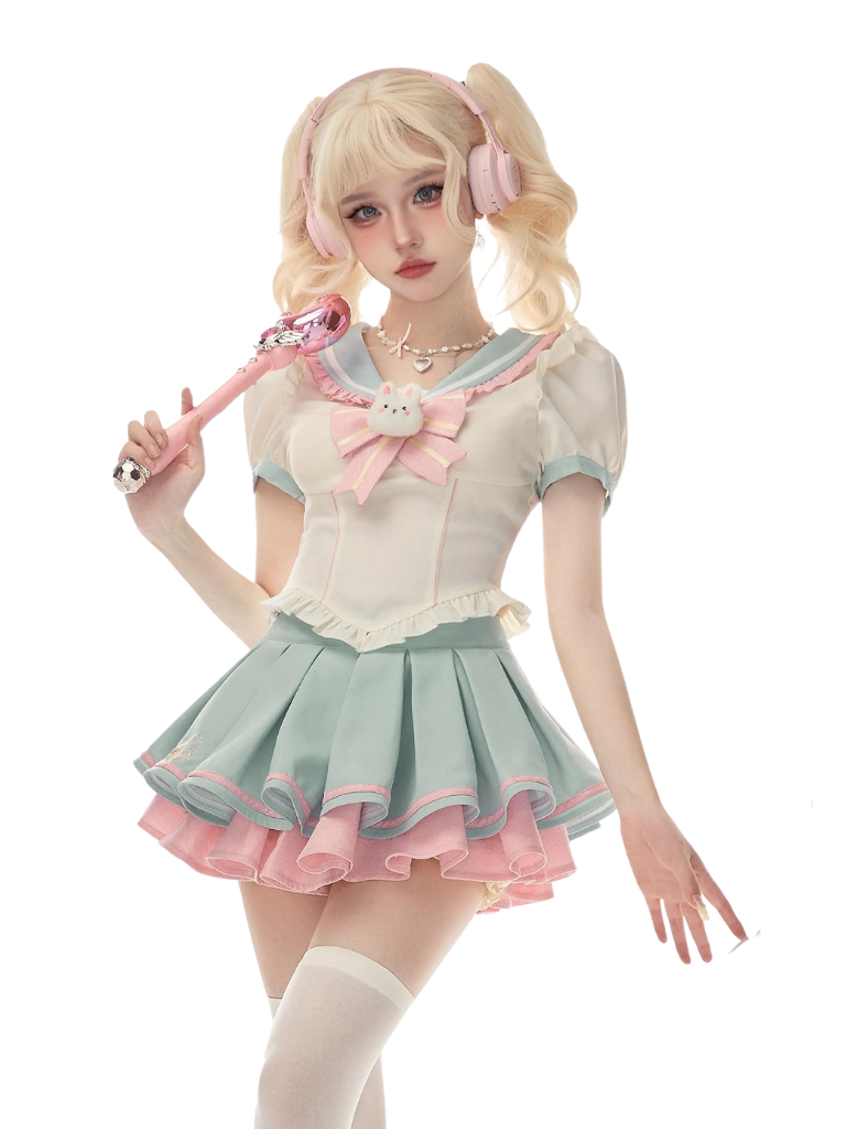 セーラーシャツカラーアイス+ラビットウォータースカート
