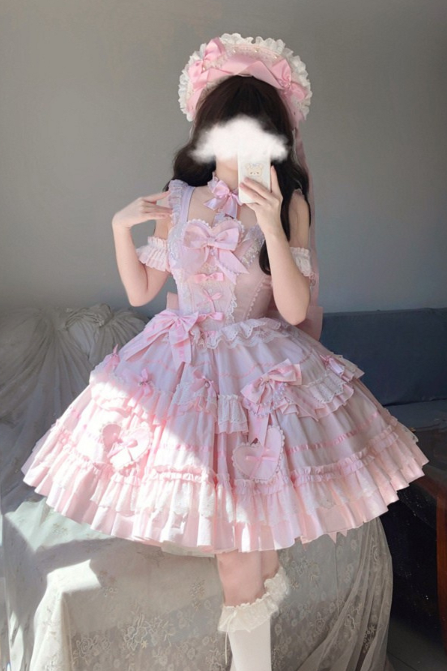 Haubenpuppe Kopfschmuck Kleid + Antike Prinzessin Perle